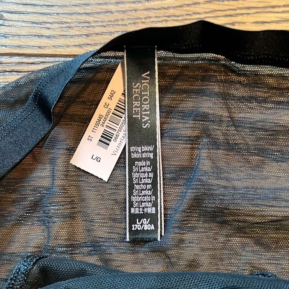 NWT Victoria Secret black, sheer string, bikini, panties D14‎